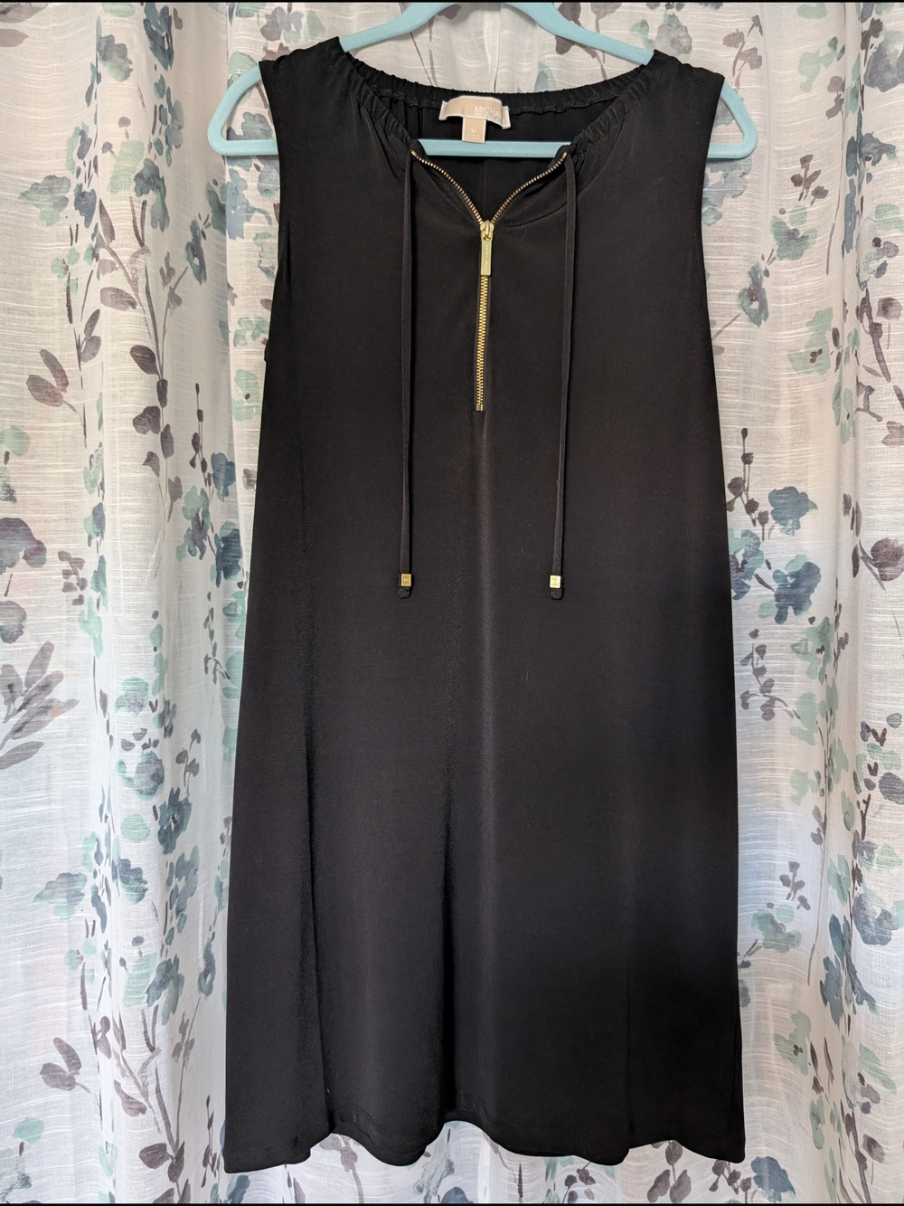 Michael Kors Black Sleeveless A-Line Dress with Gold Zip - Picture 2 of 4